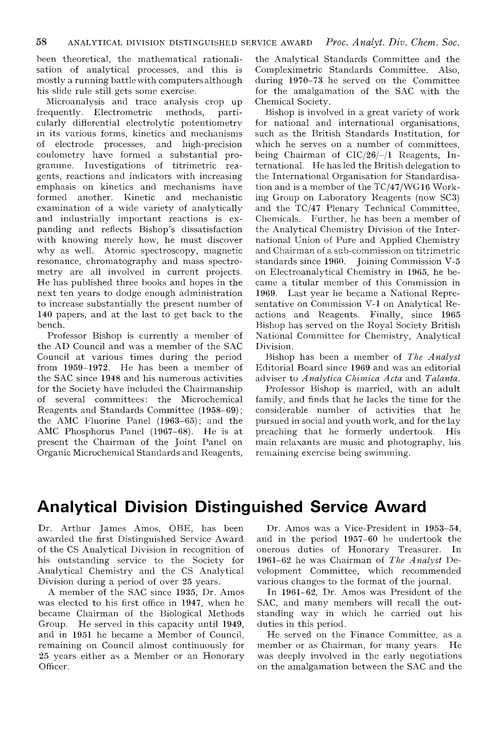Analytical Division Distinguished Service Award