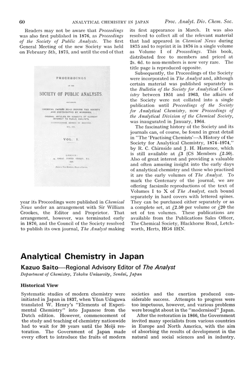 Analytical Chemistry in Japan