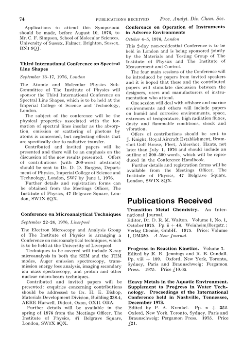 Publications received