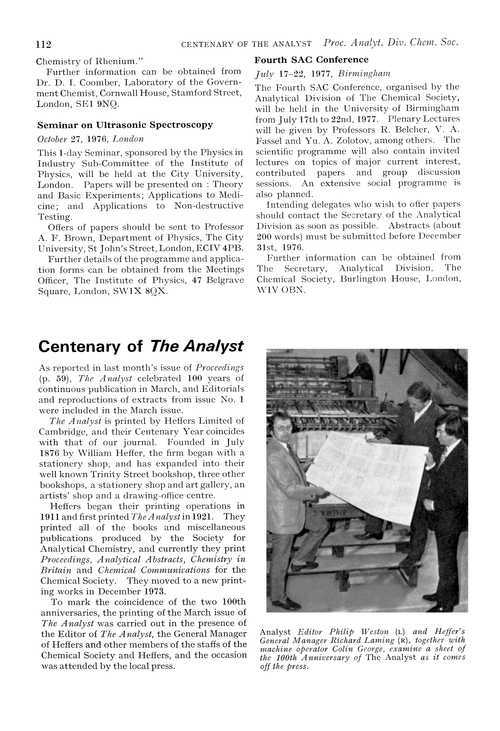 Centenary of The Analyst