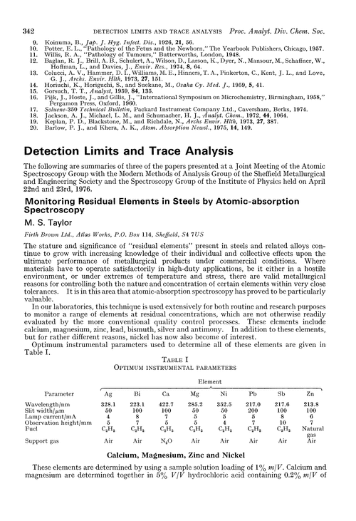 Detection limits and trace analysis