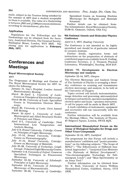 Conferences and meetings