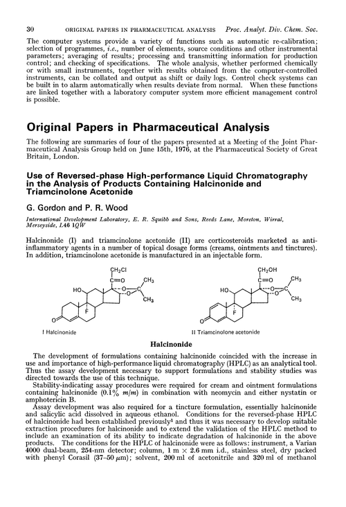 Original papers in pharmaceutical analysis