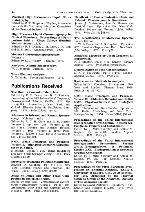 Publications received