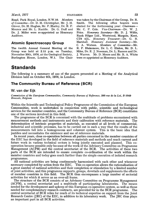 Standards. The Community Bureau of Reference (BCR)