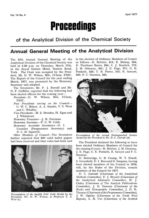 Annual General Meeting of the Analytical Division