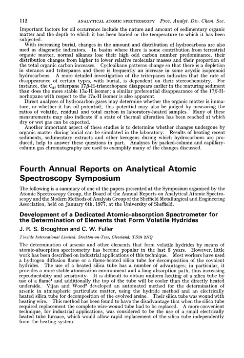 Fourth Annual Reports on Analytical Atomic Spectroscopy Symposium. Development of a dedicated atomic-absorption spectrometer for the determination of elements that form volatile hydrides