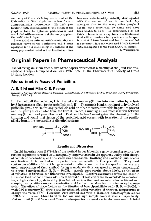 Original papers in pharmaceutical analysis