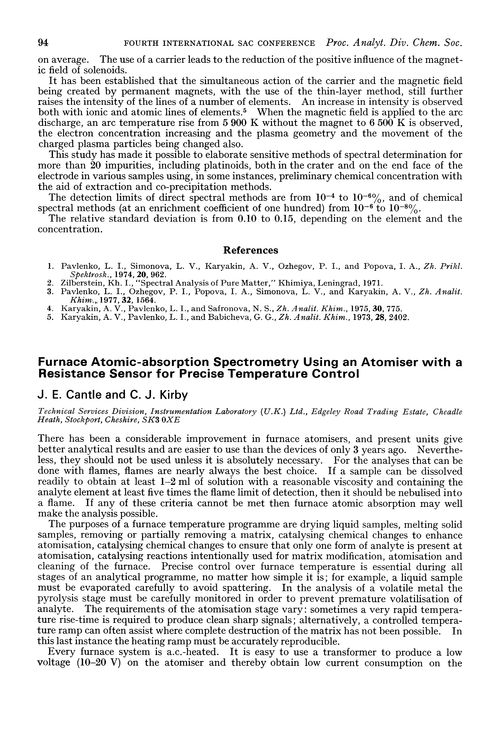 Furnace atomic-absorption spectrometry using an atomiser with a resistance sensor for precise temperature control