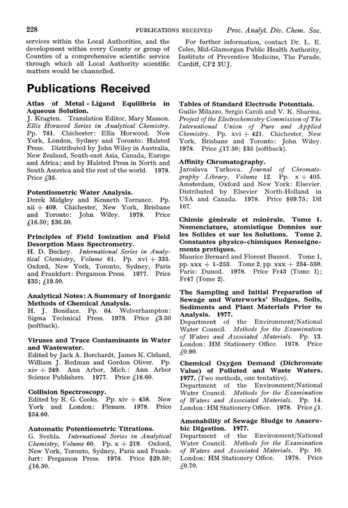 Publications received