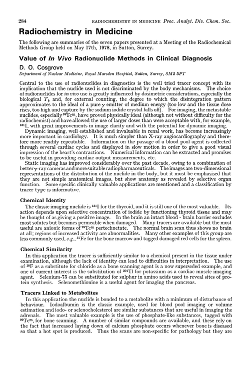 Radiochemistry in medicine