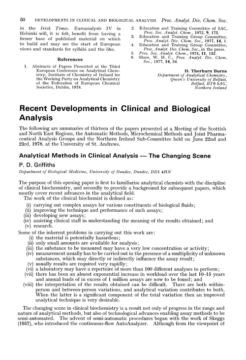 Recent developments in clinical and biological analysis