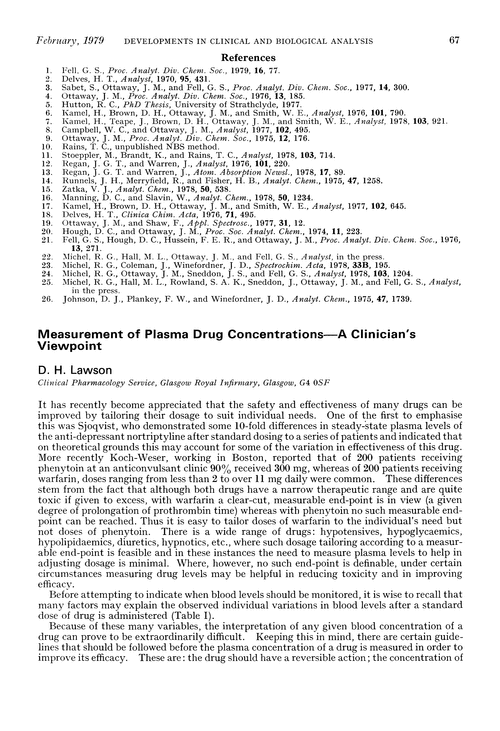 Measurement of plasma drug concentrations—a clinician's viewpoint