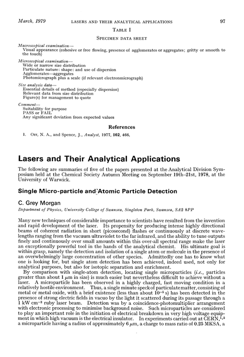 Lasers and their analytical applications