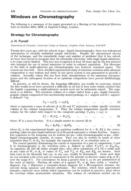 Windows on chromatography. Strategy for chromatography