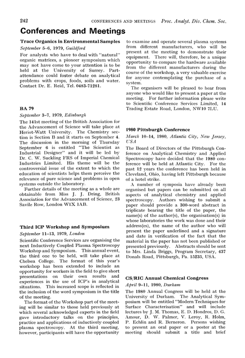 Conferences and meetings