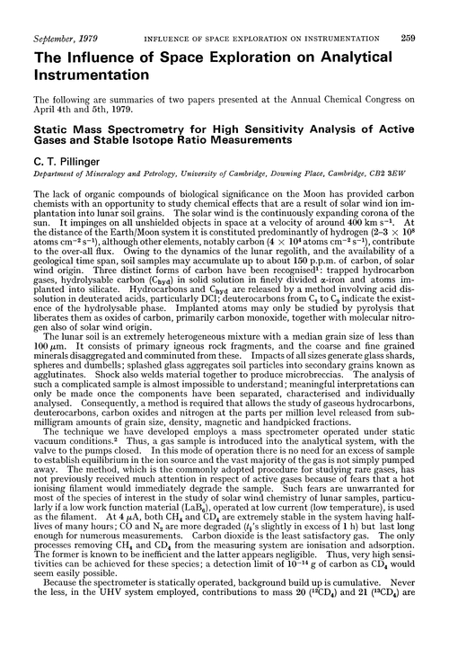 Annual chemical congress: the influence of space exploration on analytical instrumentation