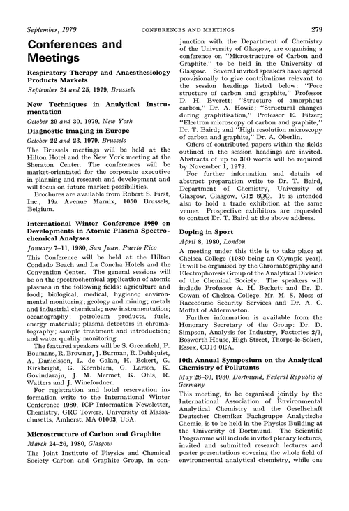 Conferences and meetings