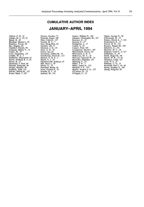 Cumulative author index
