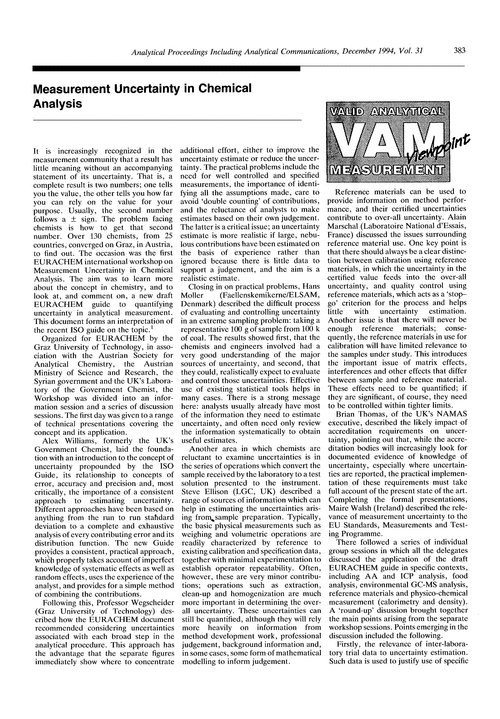 Measurement uncertainty in chemical analysis