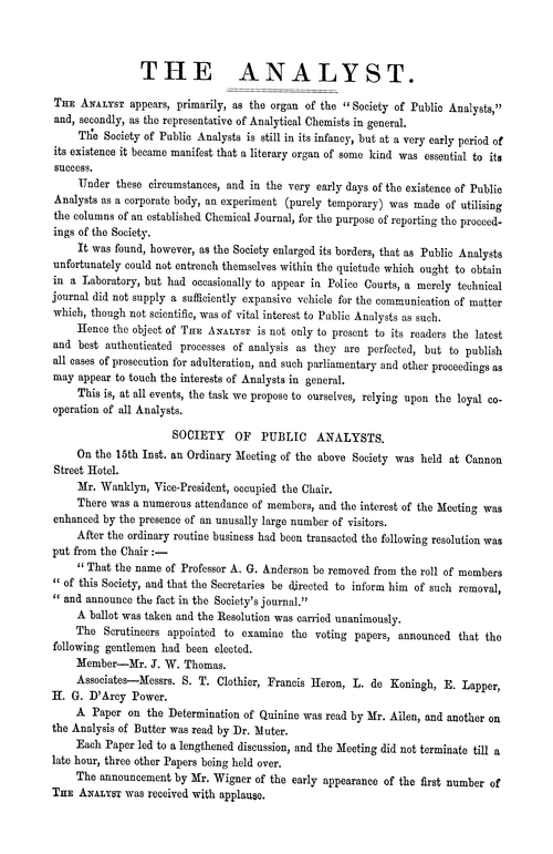 Meeting of the Society of Public Analysts