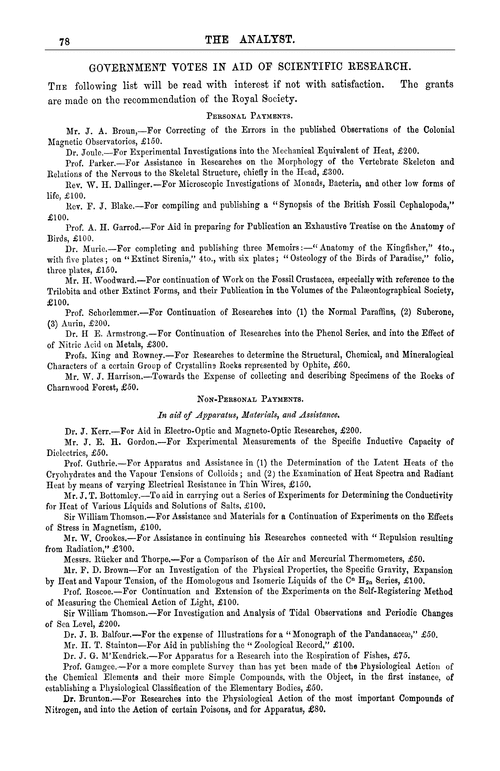 Government votes in aid of scientific research