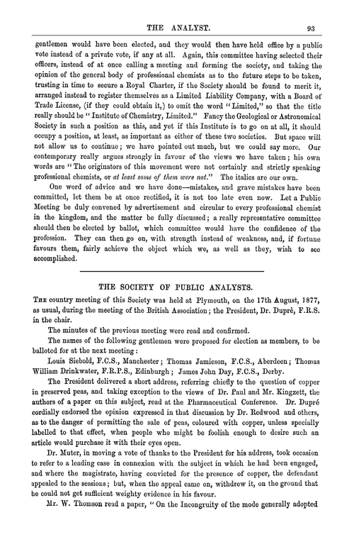 The Society of Public Analysts