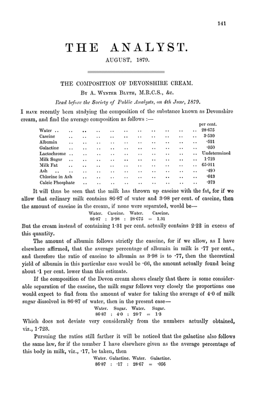 The composition of Devonshire cream