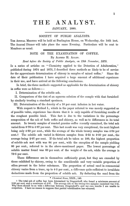 Note on the examination of coffee