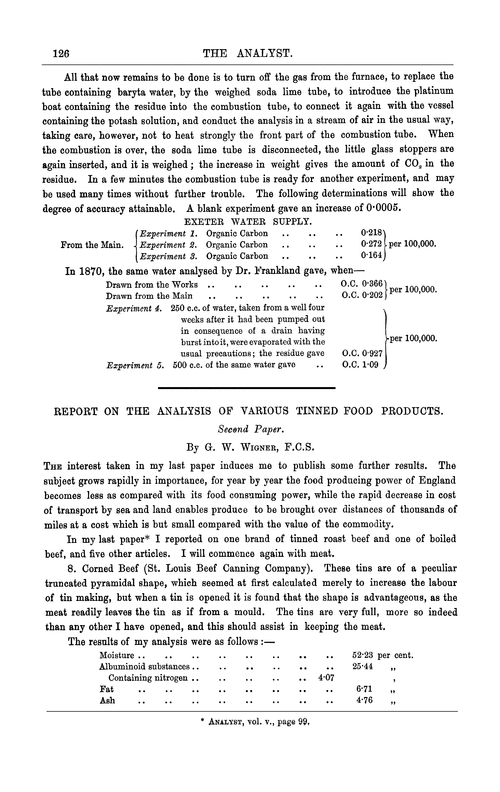 Report on the analysis of various tinned food products