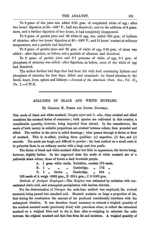 Analyses of black and white mustard
