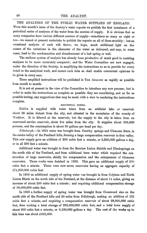 The analyses of the public water supplies of England