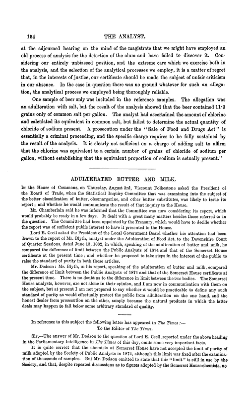 Adulterated butter and milk