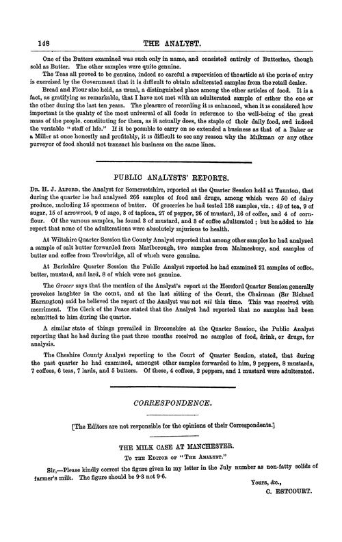 Public Analysts' Reports