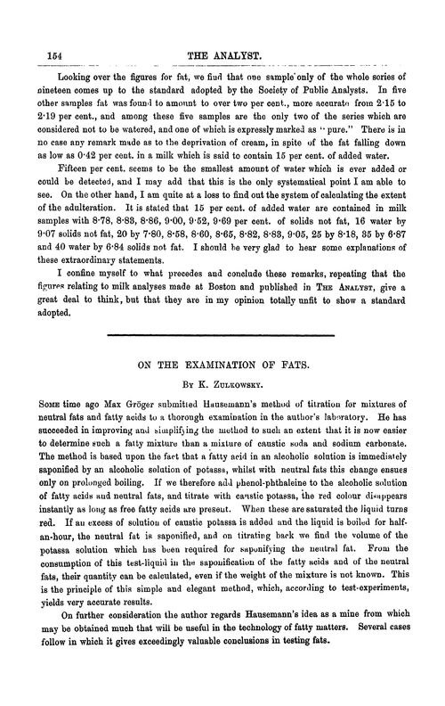 On the examination of fats