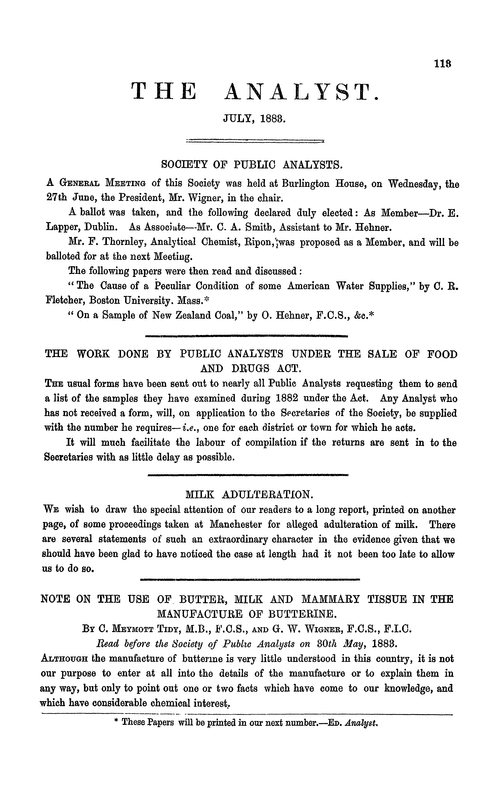 Note on the use of butter, milk and mammary tissue in the manufacture of butterine