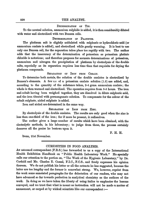 Curiosities in food analysis