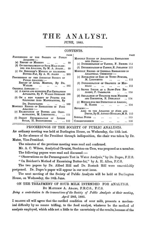 Proceedings of the Society of Public Analysts