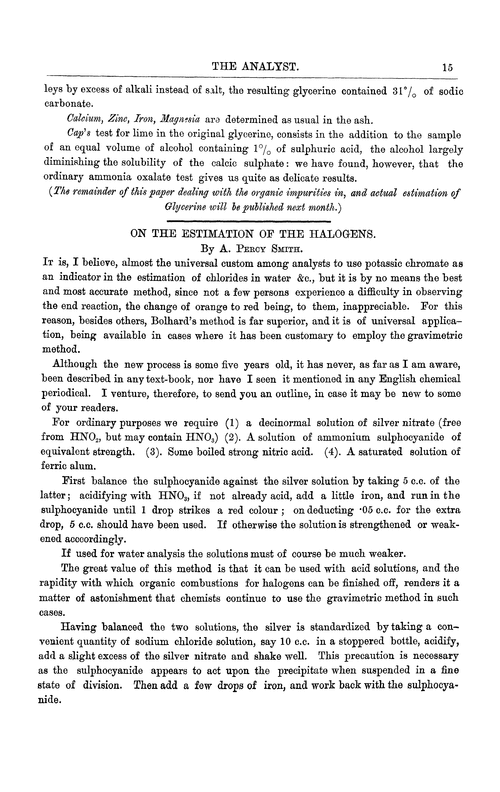 On the estimation of the halogens