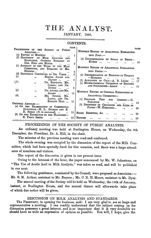 Proceedings of the Society of Public Analysts