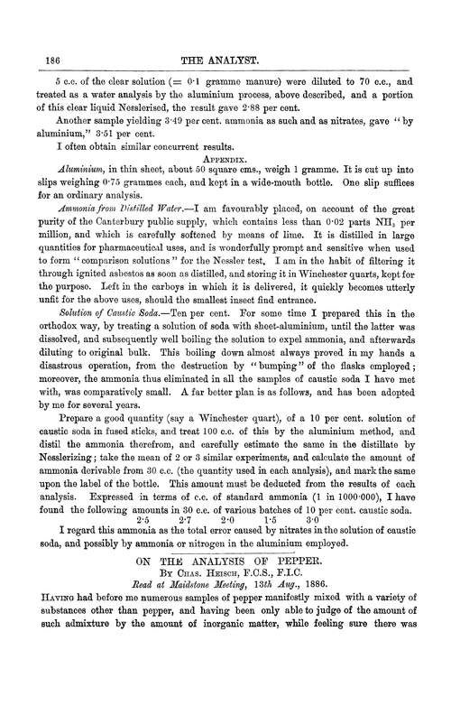 On the analysis of pepper