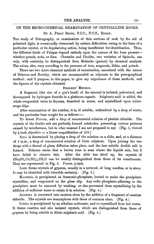 On the micro-chemical examination of crystalline rocks