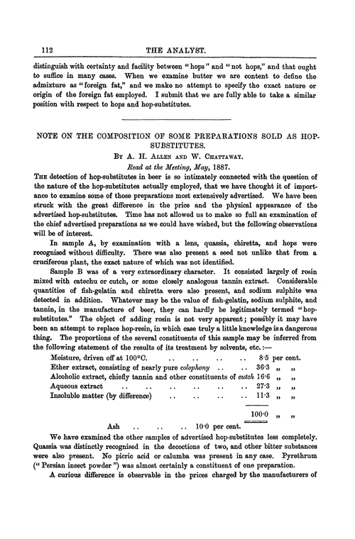 Note on the composition of some preparations sold as hop-substitutes