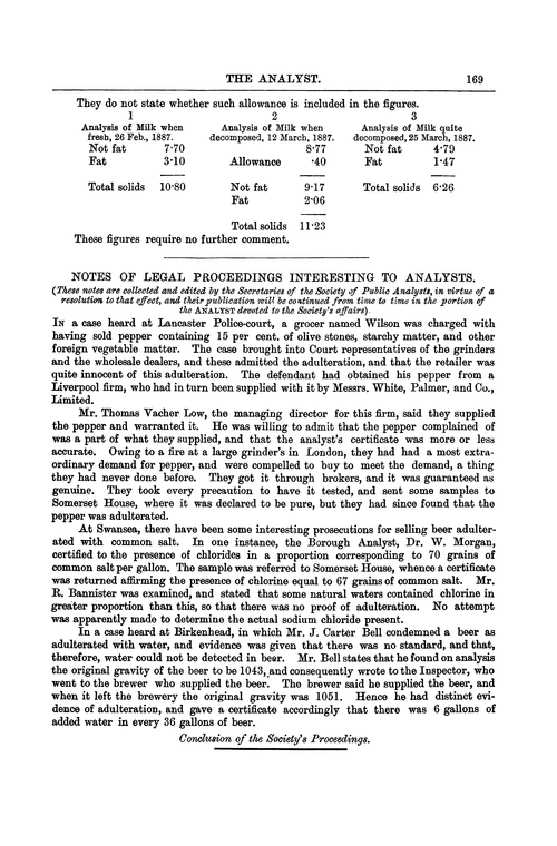 Notes of legal proceedings interesting to analysts