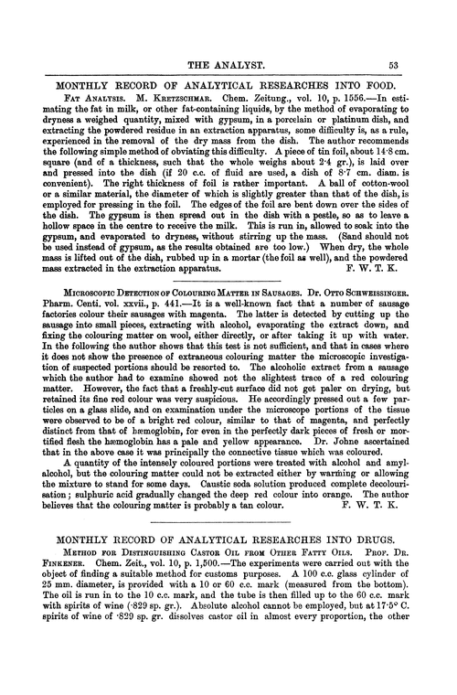 Monthly record of analytical researches into drugs