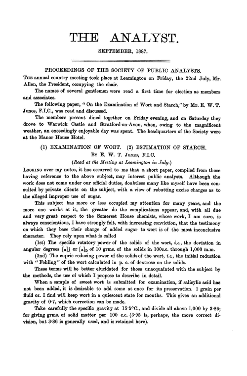 Proceedings of the Society of Public Analysts