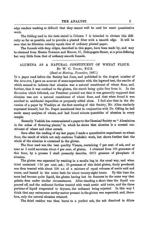 Alumina as a natural constituent of wheat flour
