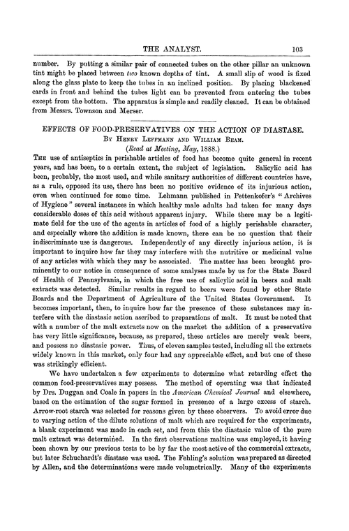 Effects of food-preservatives on the action of diastase