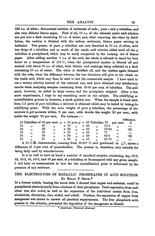 The electrolysis of metallic phosphates in acid solution
