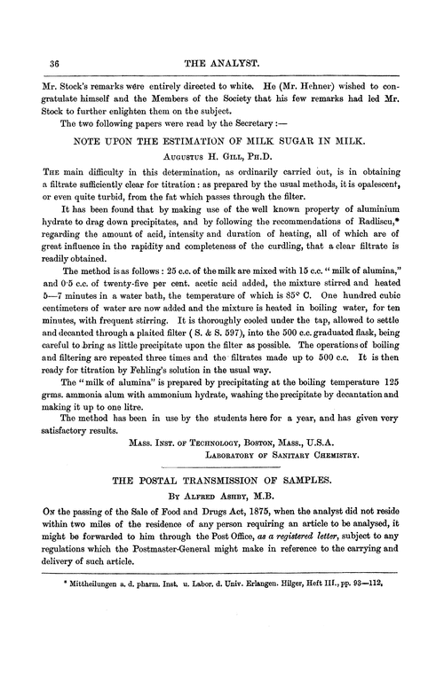 The postal transmission of samples